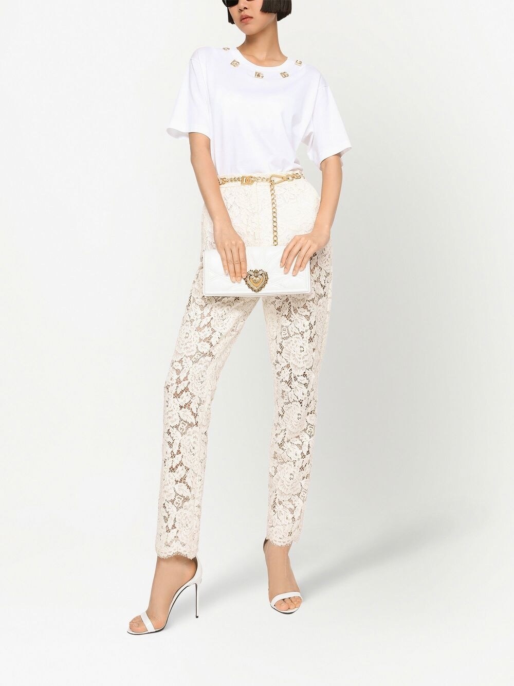 Dolce & Gabbana Floral-lace Trousers White