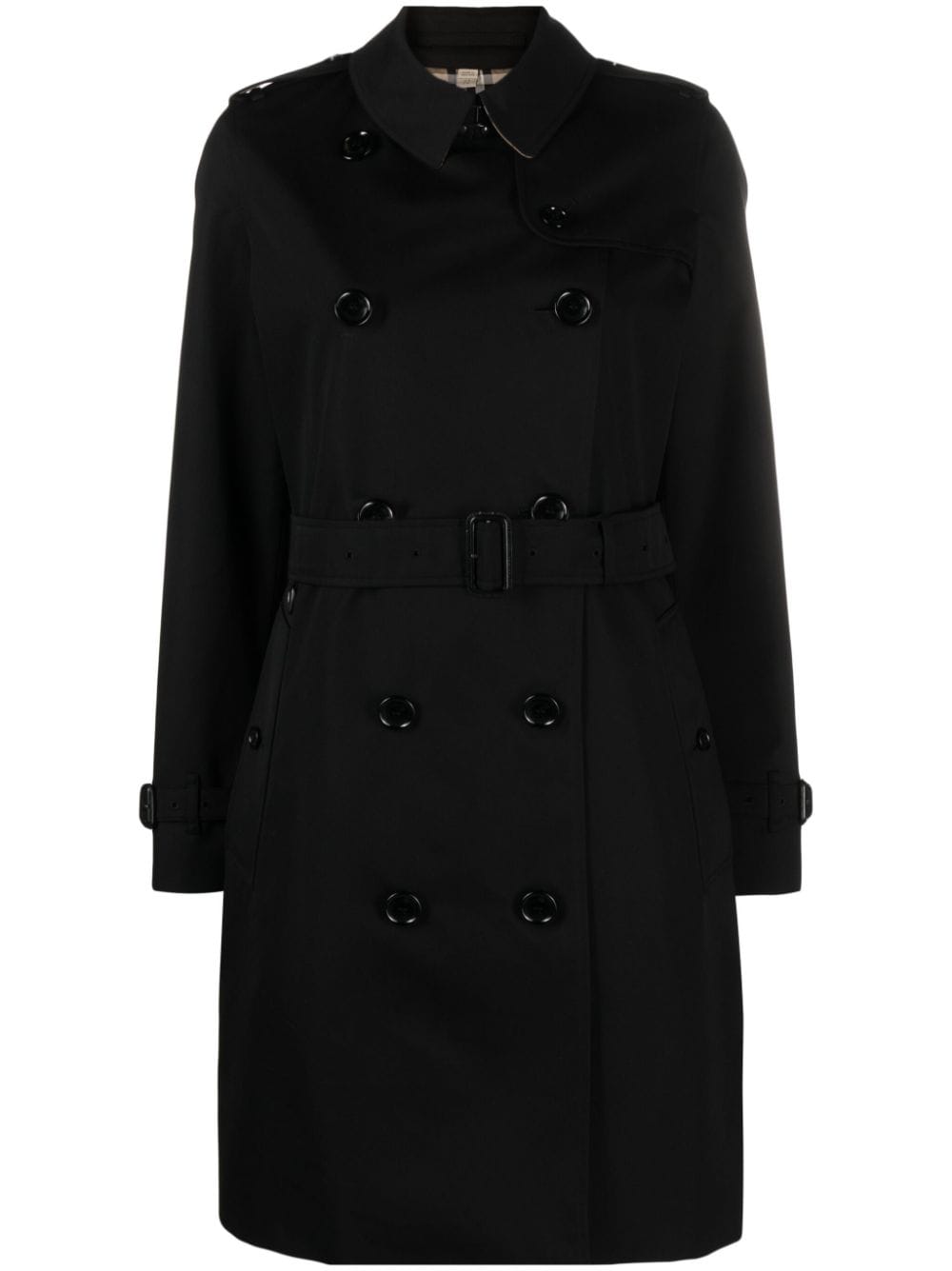 Burberry Double-Breasted Cotton Trench Coat Black