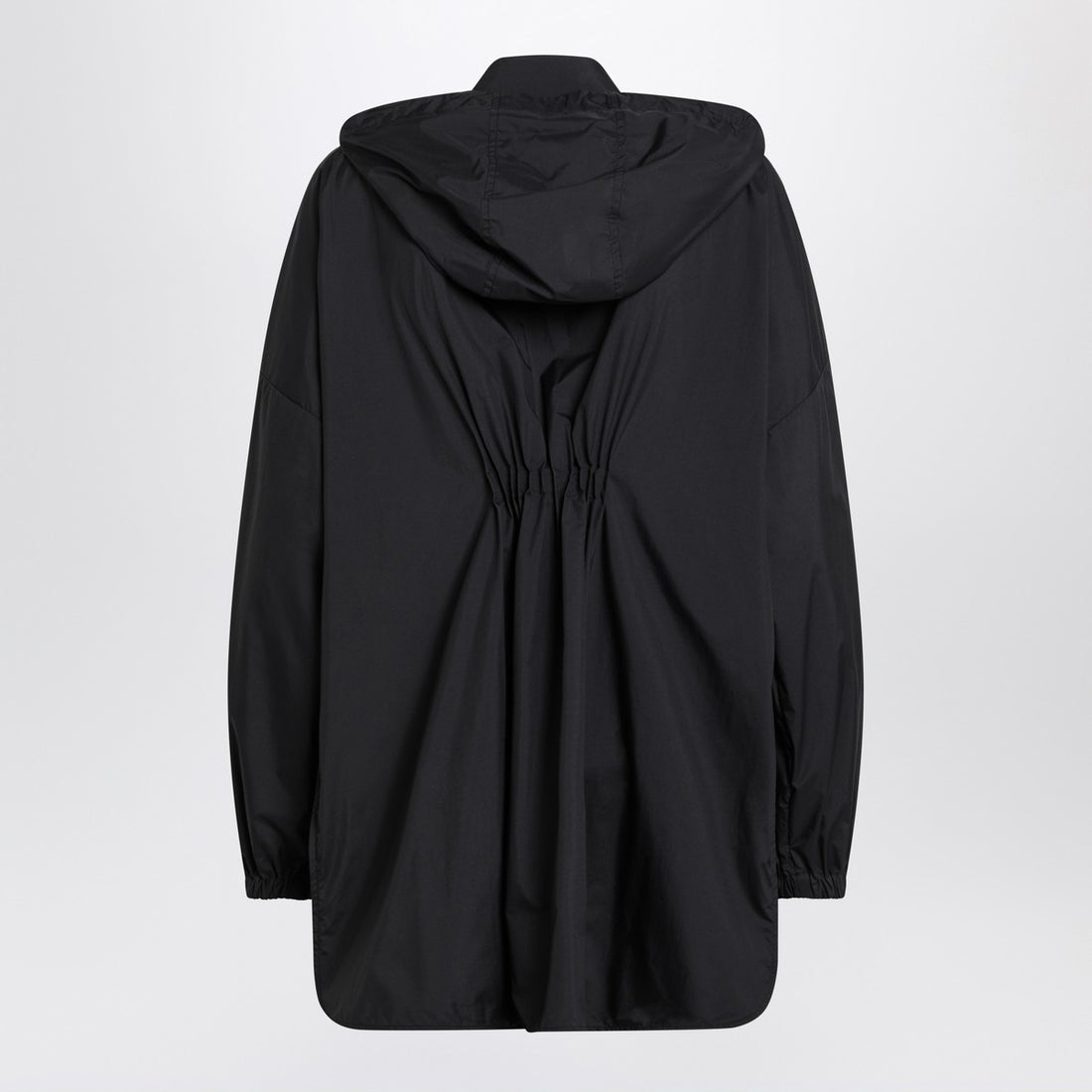 Moncler Black Technical Nylon Zip Parka with Hood Black