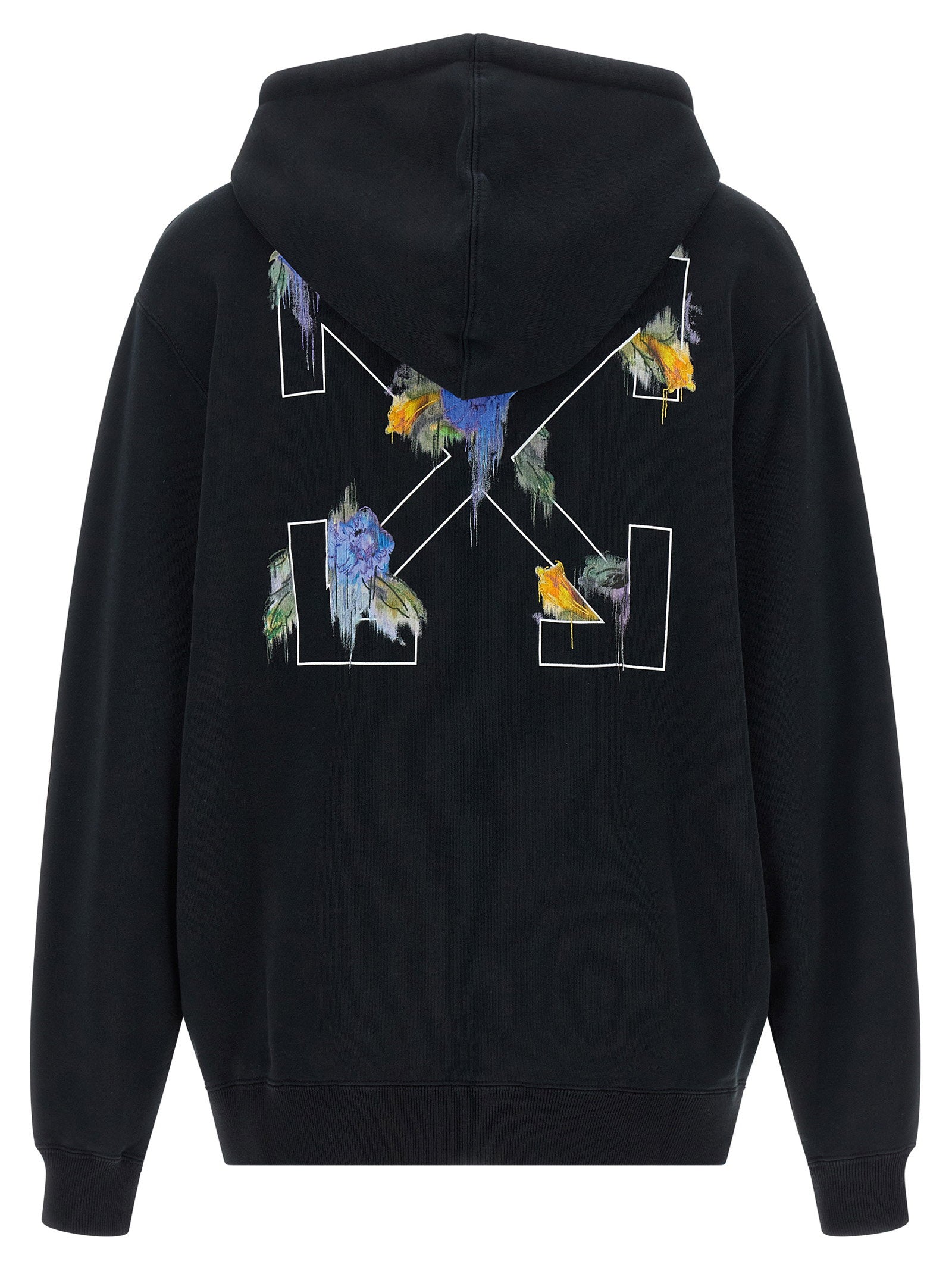 Off White Arrow Out Flower Hoodie Black