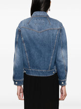 Alexander Mcqueen Cropped Indigo Denim Jacket with Classic Collar Denim