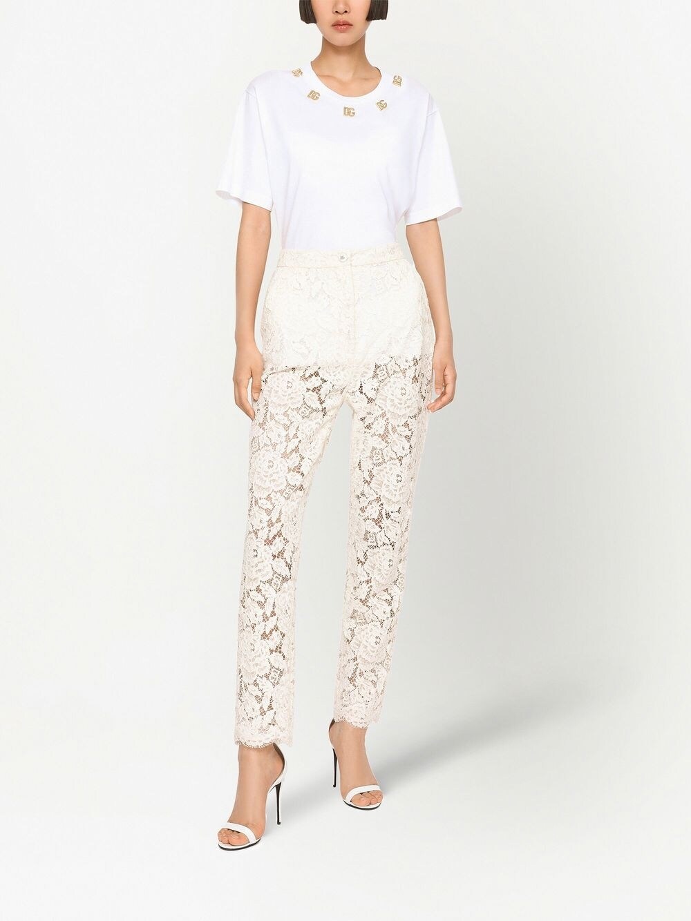 Dolce & Gabbana Floral-lace Trousers White