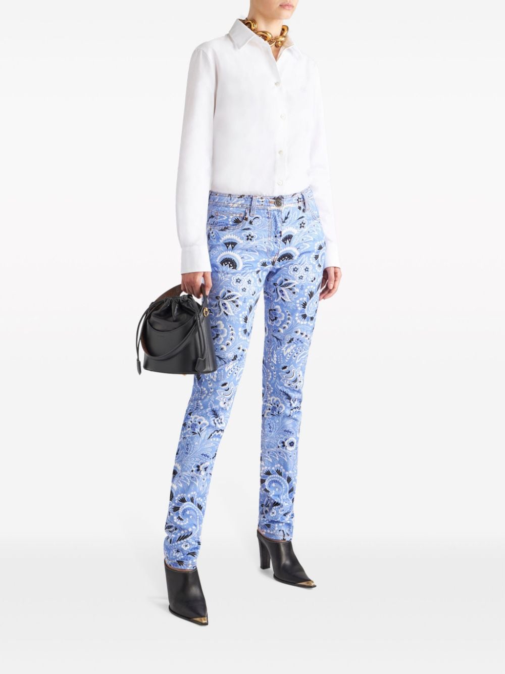 Etro Skinny Bandana Print Jeans in Clear Blue Clear Blue