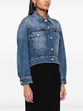 Alexander Mcqueen Cropped Indigo Denim Jacket with Classic Collar Denim