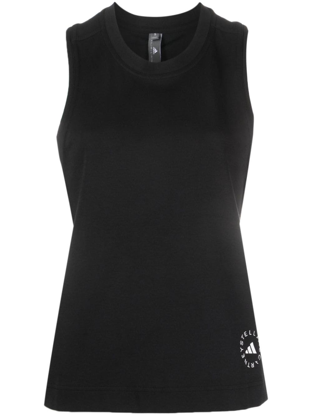 Adidas By Stella McCartney Logo-Print Organic Cotton-Blend Tank Top Black Black