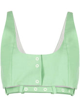 Ganni Cropped Belted Organic Cotton Tank Top Aqua Green