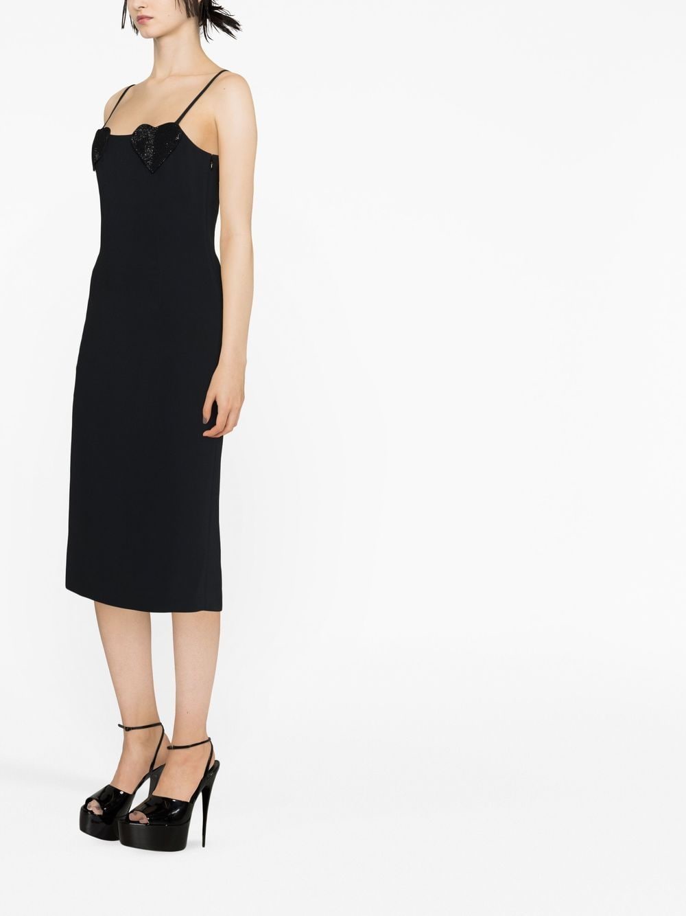 Blumarine Heart Sequin Midi Dress Black