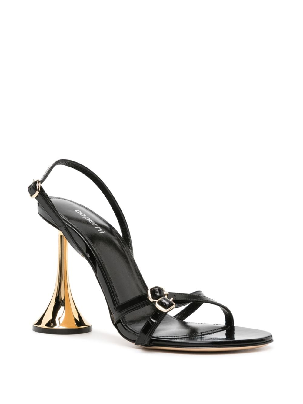 Coperni Sculpted Heel Buckled Leather Sandals Black black