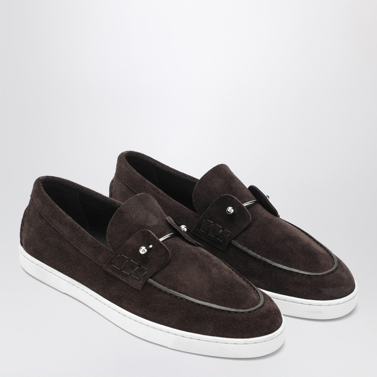 Christian Louboutin Chambeliboat Suede Loafers in Coffee Brown