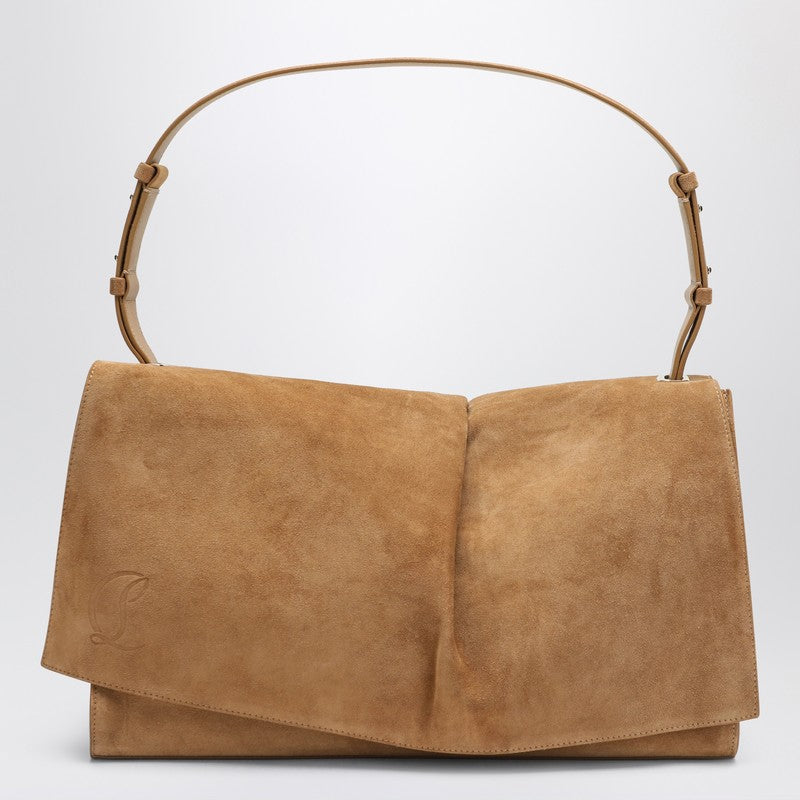 Christian Louboutin Baggy Small Suede Shoulder Bag Beige Brown