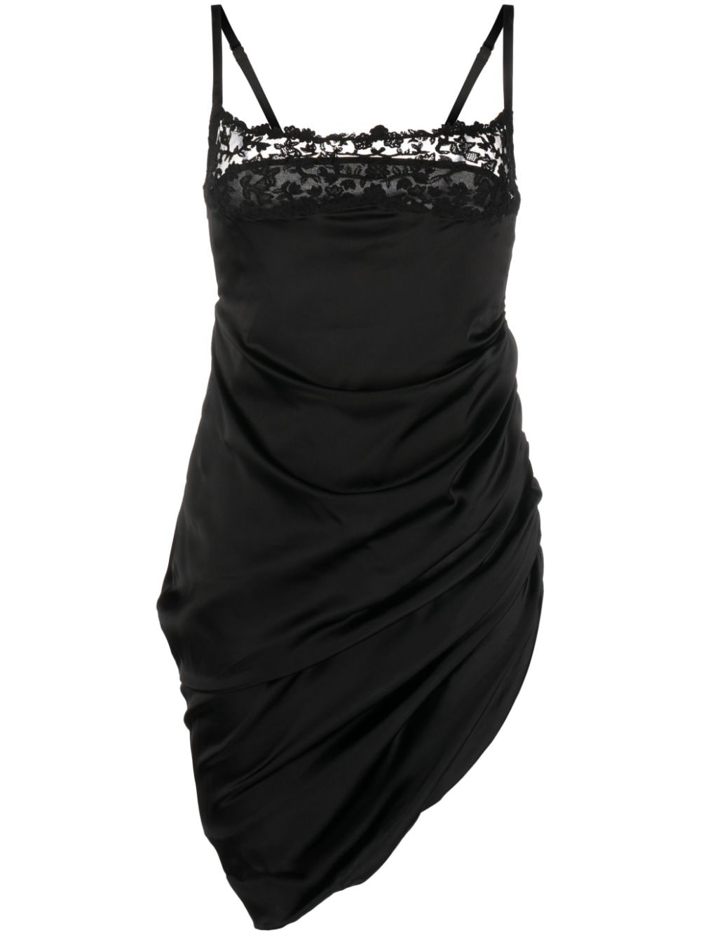 JACQUEMUS La Saudade Embroidered Satin Minidress Black