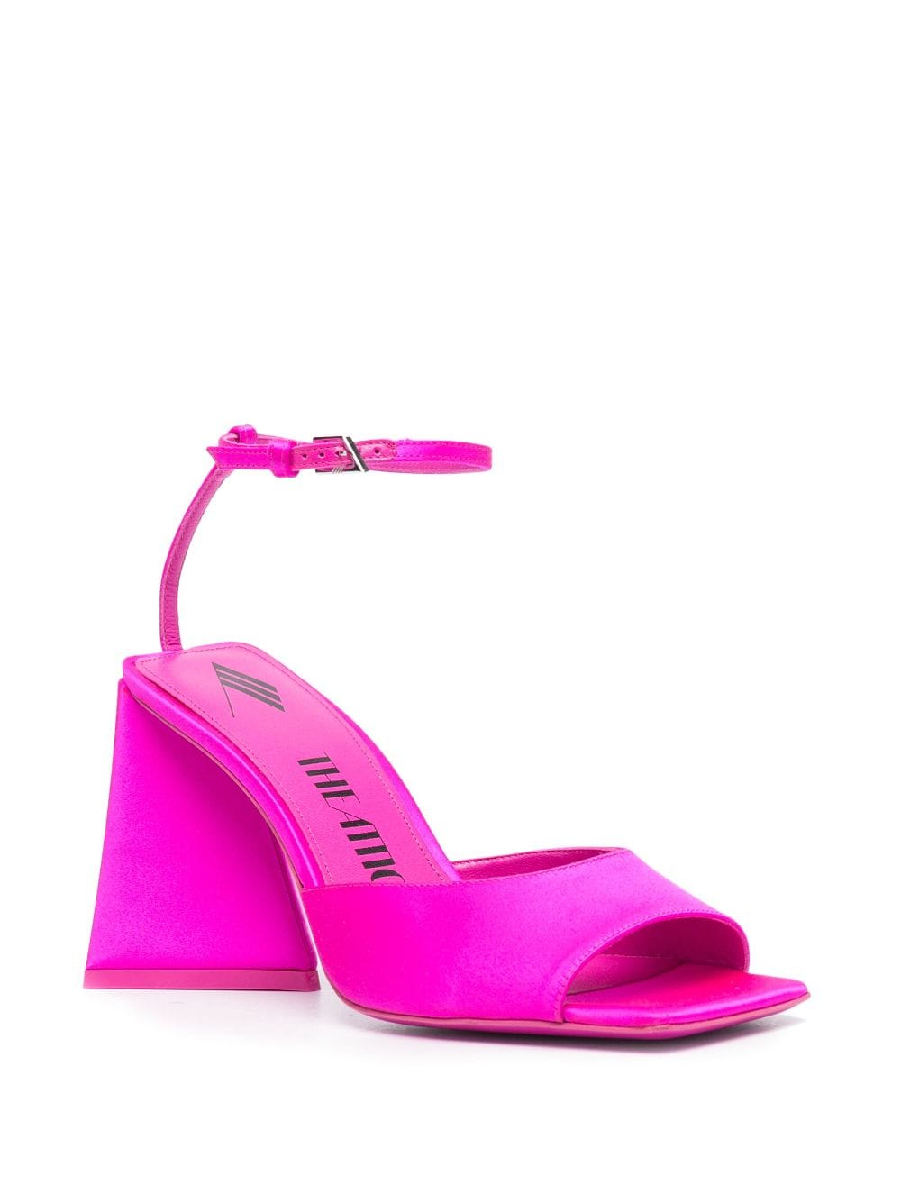 The Attico Piper 90 Satin Pyramid-Heel Sandals Fuchsia