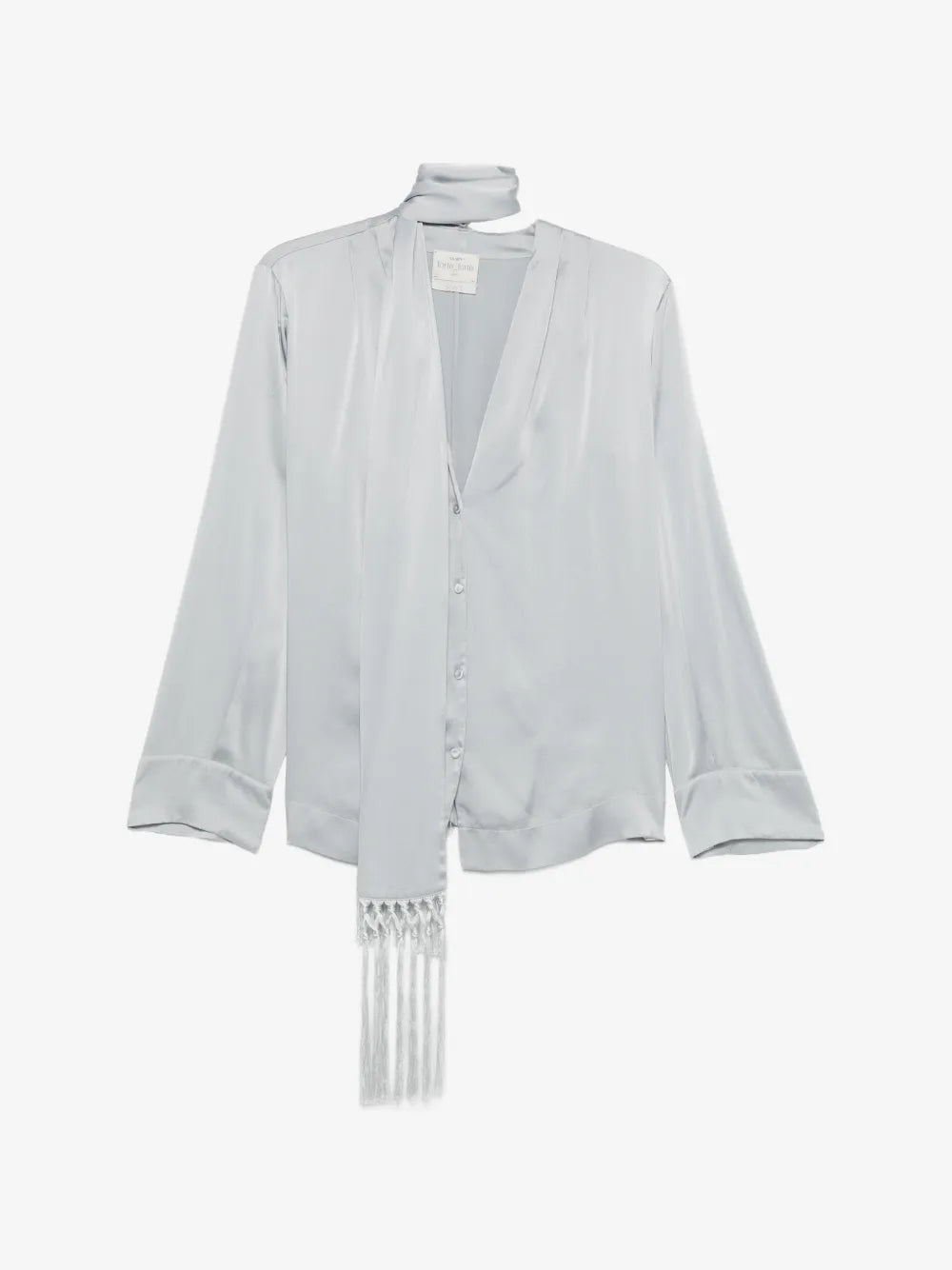 Silk Satin Shirt in Gray