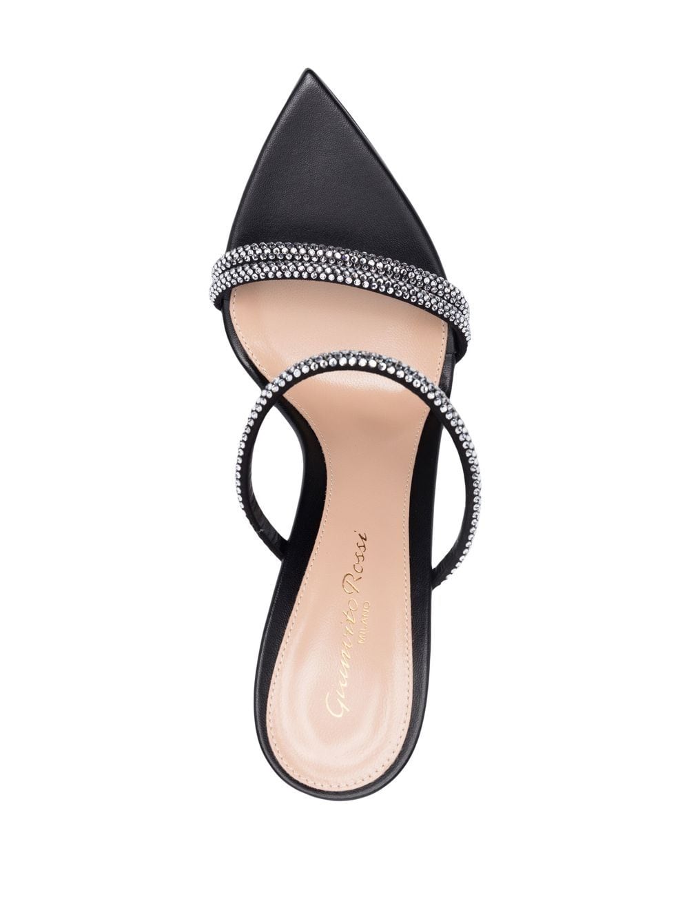 Gianvito Rossi Cannes 105 Crystal-Embellished Patent Leather Mules Black
