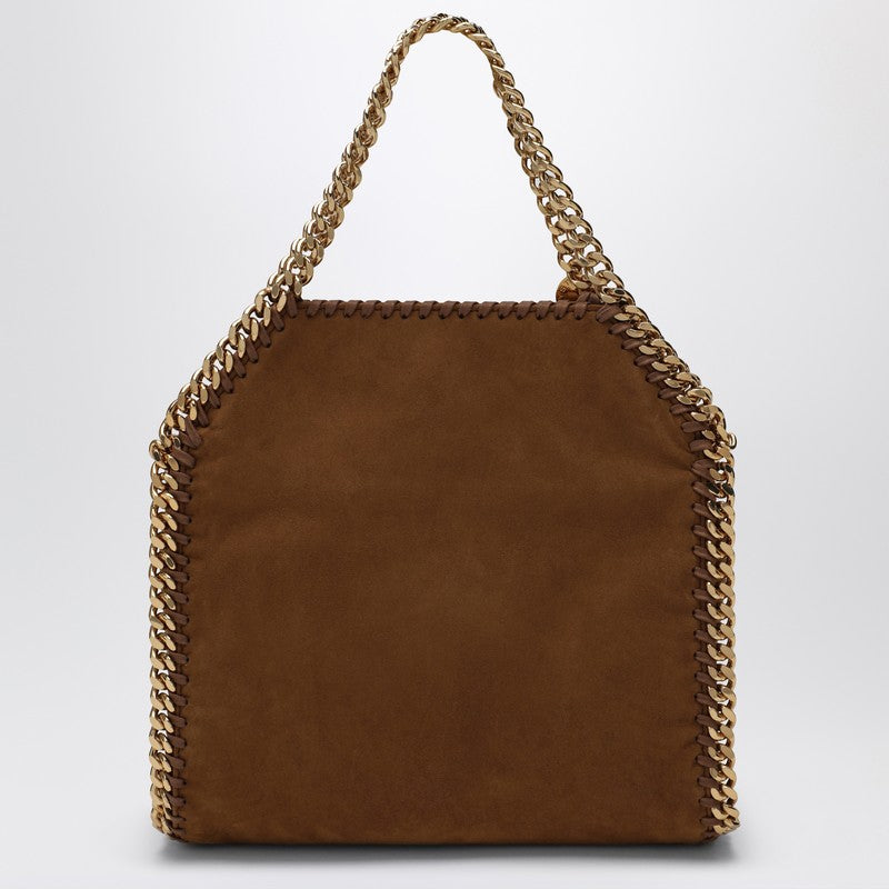 Stella McCartney Mini Falabella Brandy Brown Tote Bag with Light Gold Chain brown
