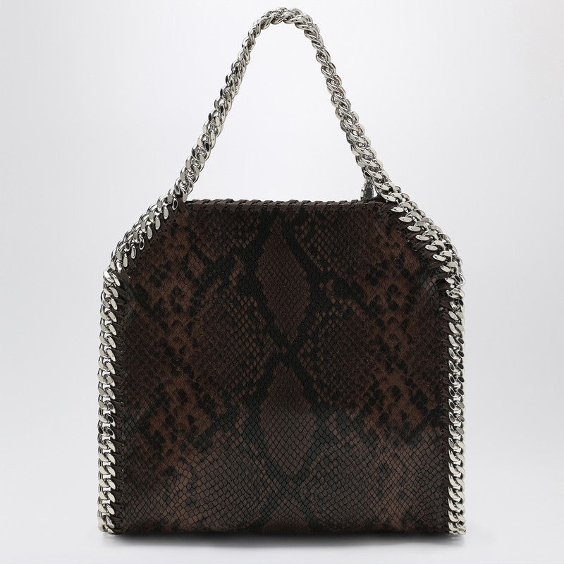 Stella McCartney Falabella Mini Tote Bag with Snake Print Brown