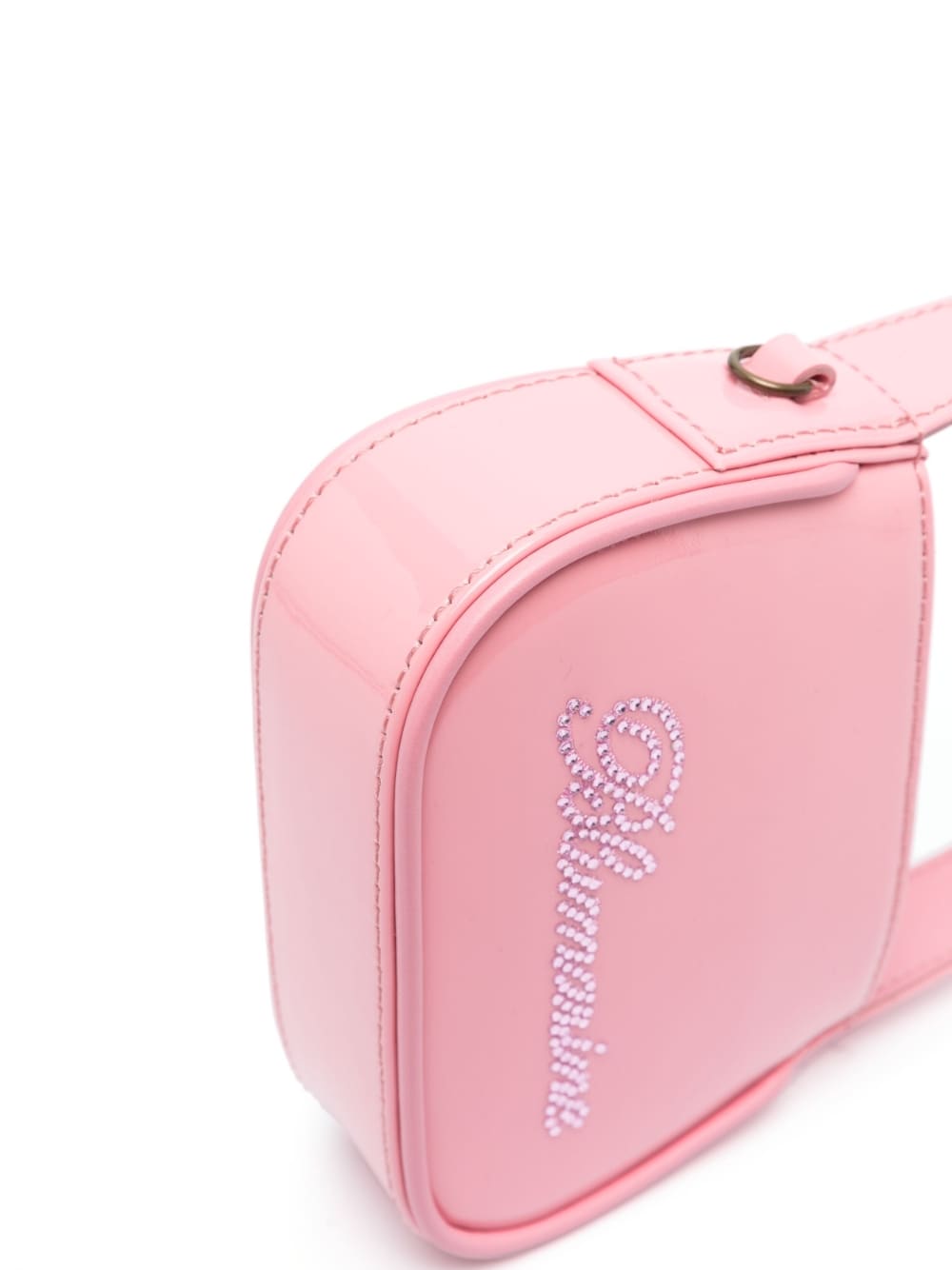 Blumarine Crystal Embellished Logo Tote Bag Pink
