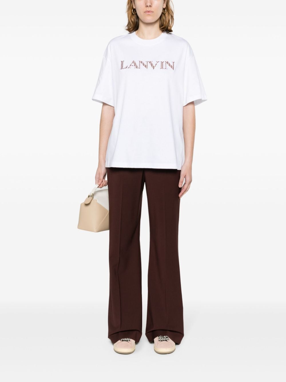 Lanvin Patch-Embellished Cotton Jersey T-Shirt White
