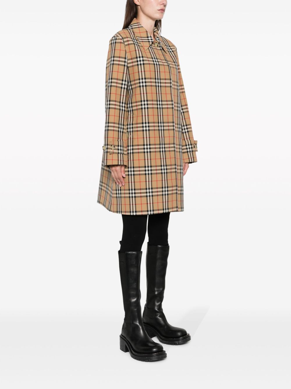 Burberry Checked Cotton Plaid trench coat Beige