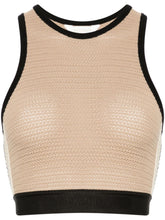 Palm Angels Knitted Crochet Racerback Crop Top Beige