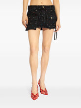 The Attico Embellished Rhinestone-Button Mini Skirt Black