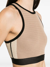 Palm Angels Knitted Crochet Racerback Crop Top Beige