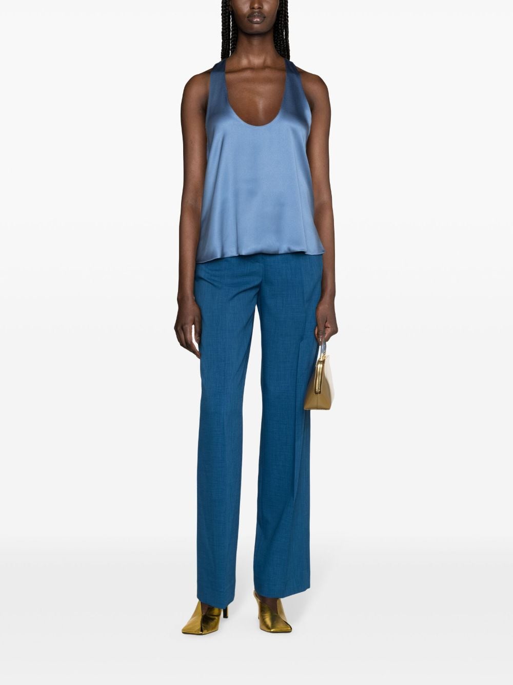 Tory Burch High-Waisted Ink Blue Tailored Trousers Blue