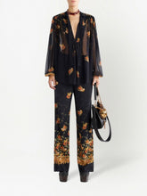 Etro Paisley-Print Straight Silk Trousers Black black