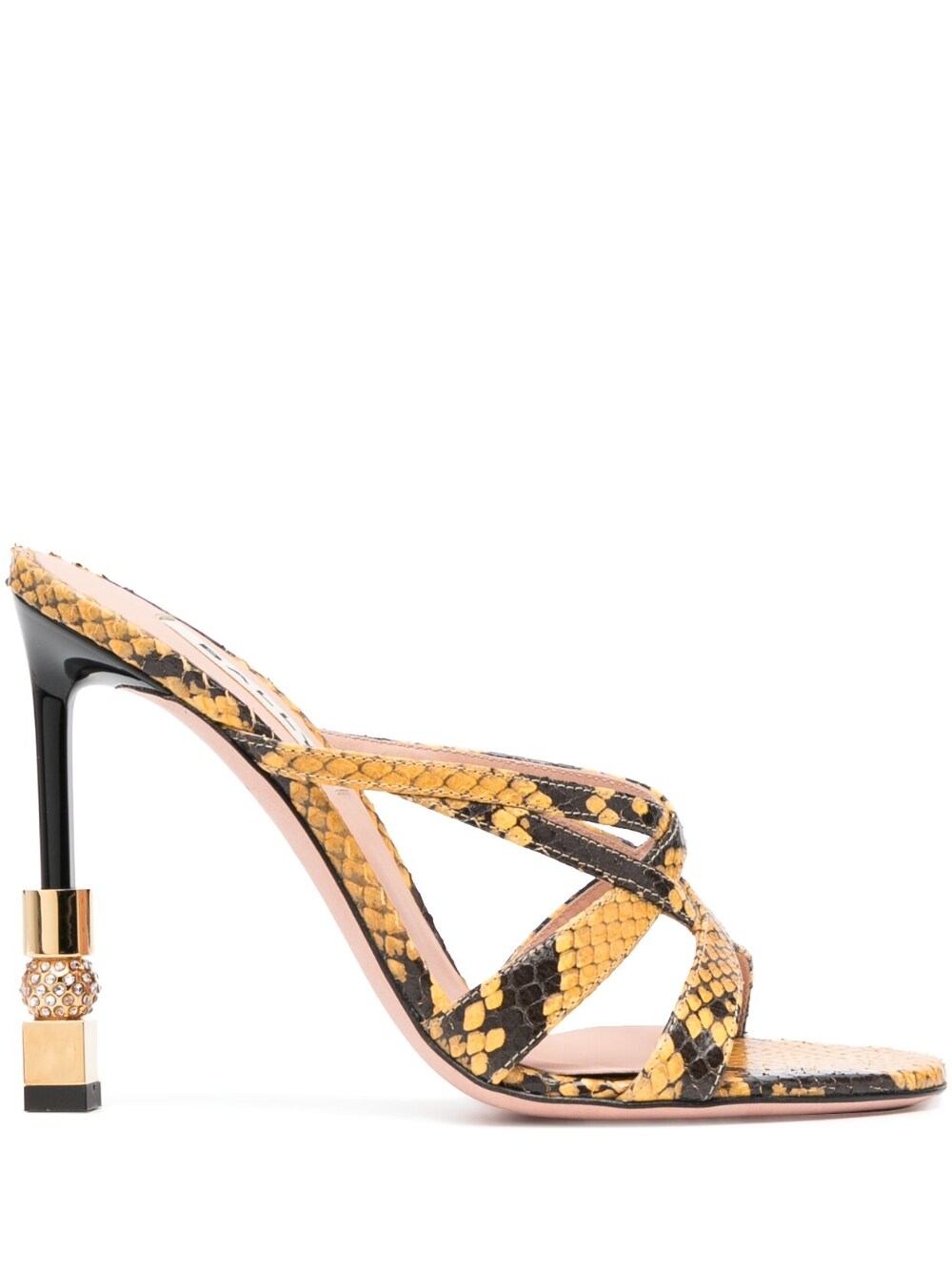 Bally Snakeskin-Print Mules Yellow