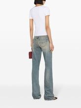 Blumarine Rhinestone-Logo Cotton Jersey T-Shirt White White