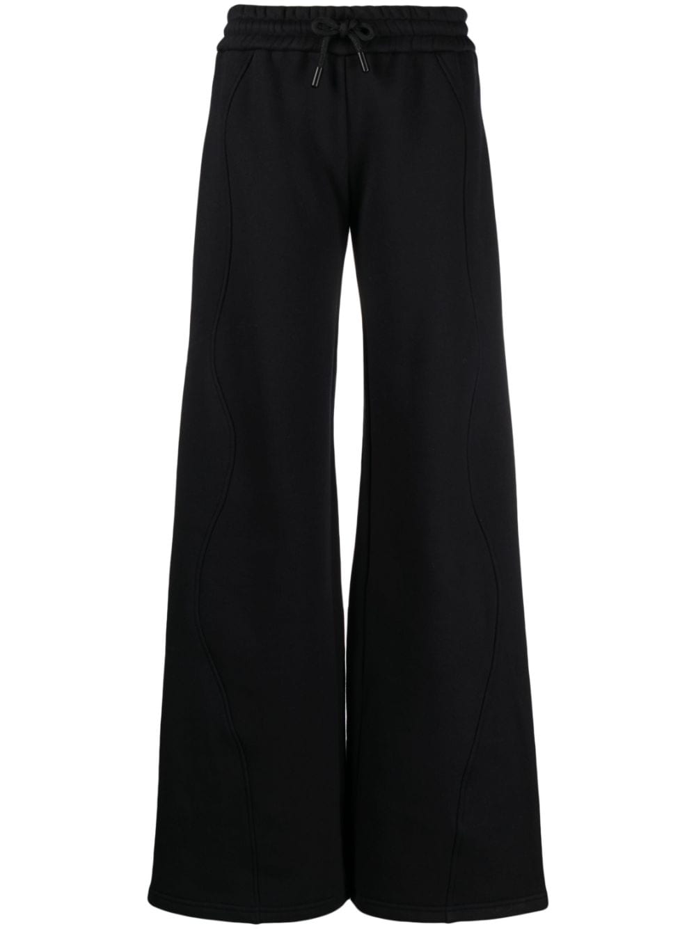 Off White Wide-Leg Piped Cotton Track Pants Black