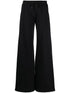Off White Wide-Leg Piped Cotton Track Pants Black