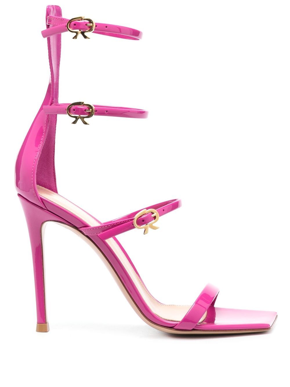 Gianvito Rossi 110mm Buckle-Detail Leather Sandals Fuchsia fuchsia