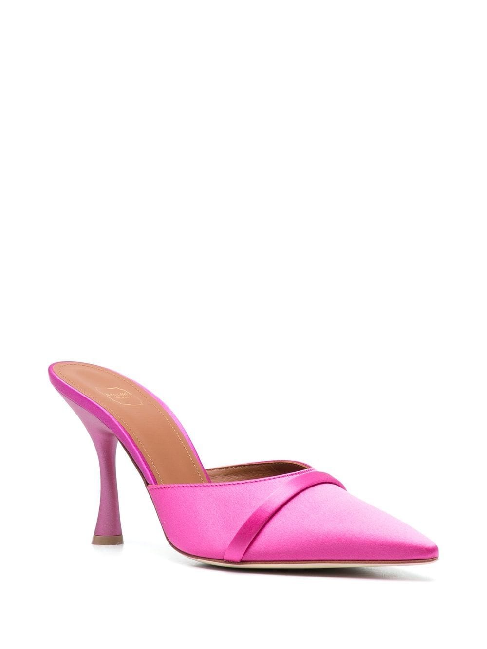 Malone Souliers Joella 95mm Sculpted-Heel Satin Mules Pink pink