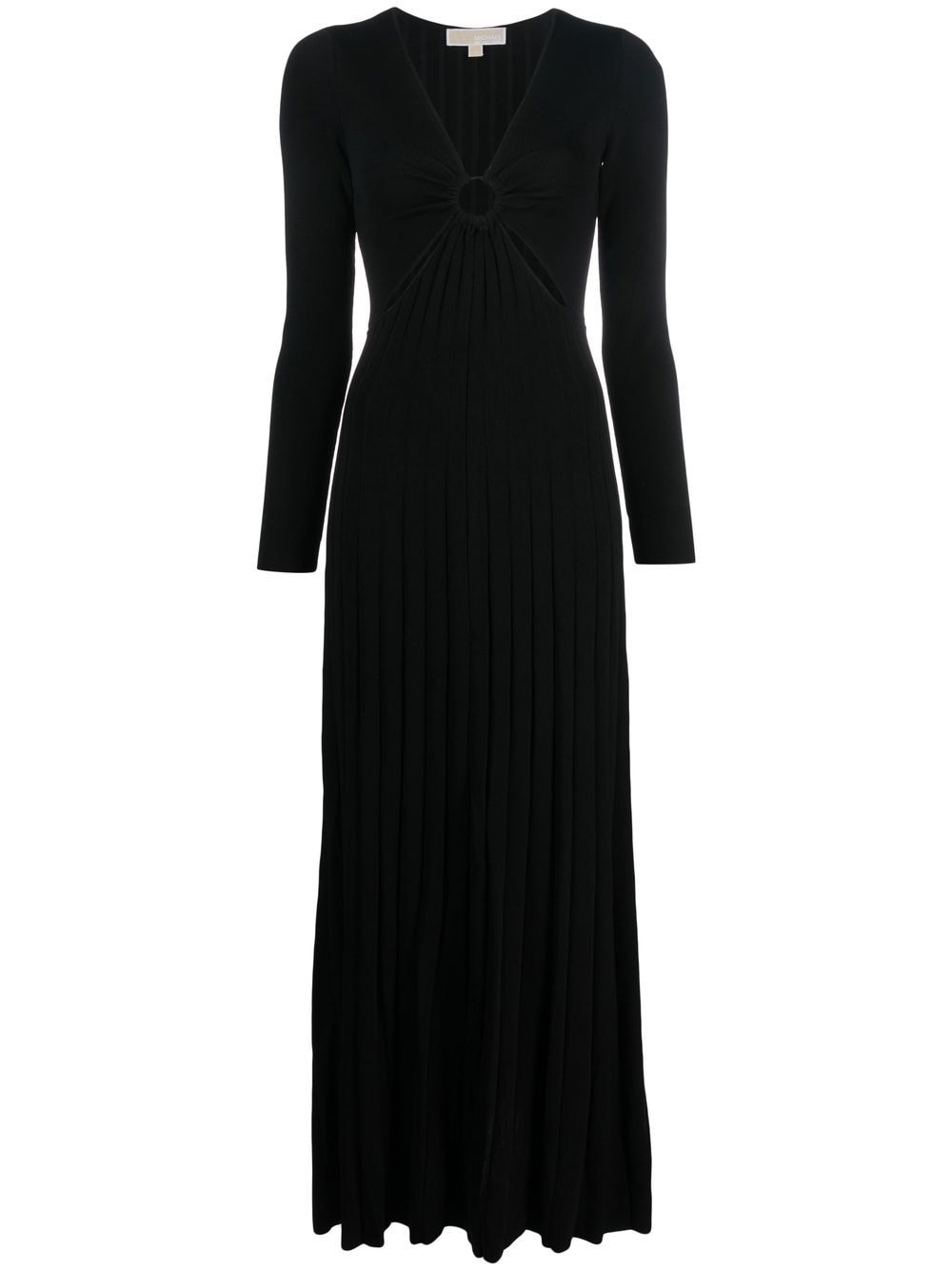 MMK Maxi Pleated Dress With Ring And Cut-out Detail Black