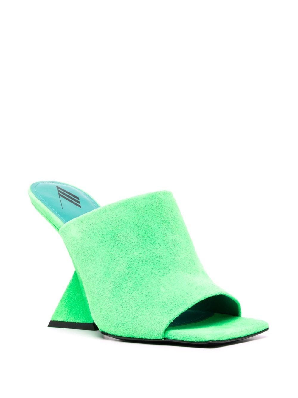 The Attico Cheope 105mm Square-Toe Green Mules with Sculpted Heel Green