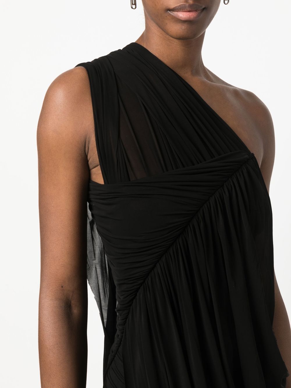 Rick Owens Draped One-Shoulder Knee-Length Dress Black