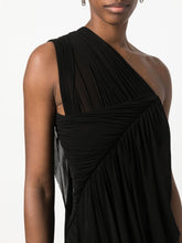 Rick Owens Draped One-Shoulder Knee-Length Dress Black