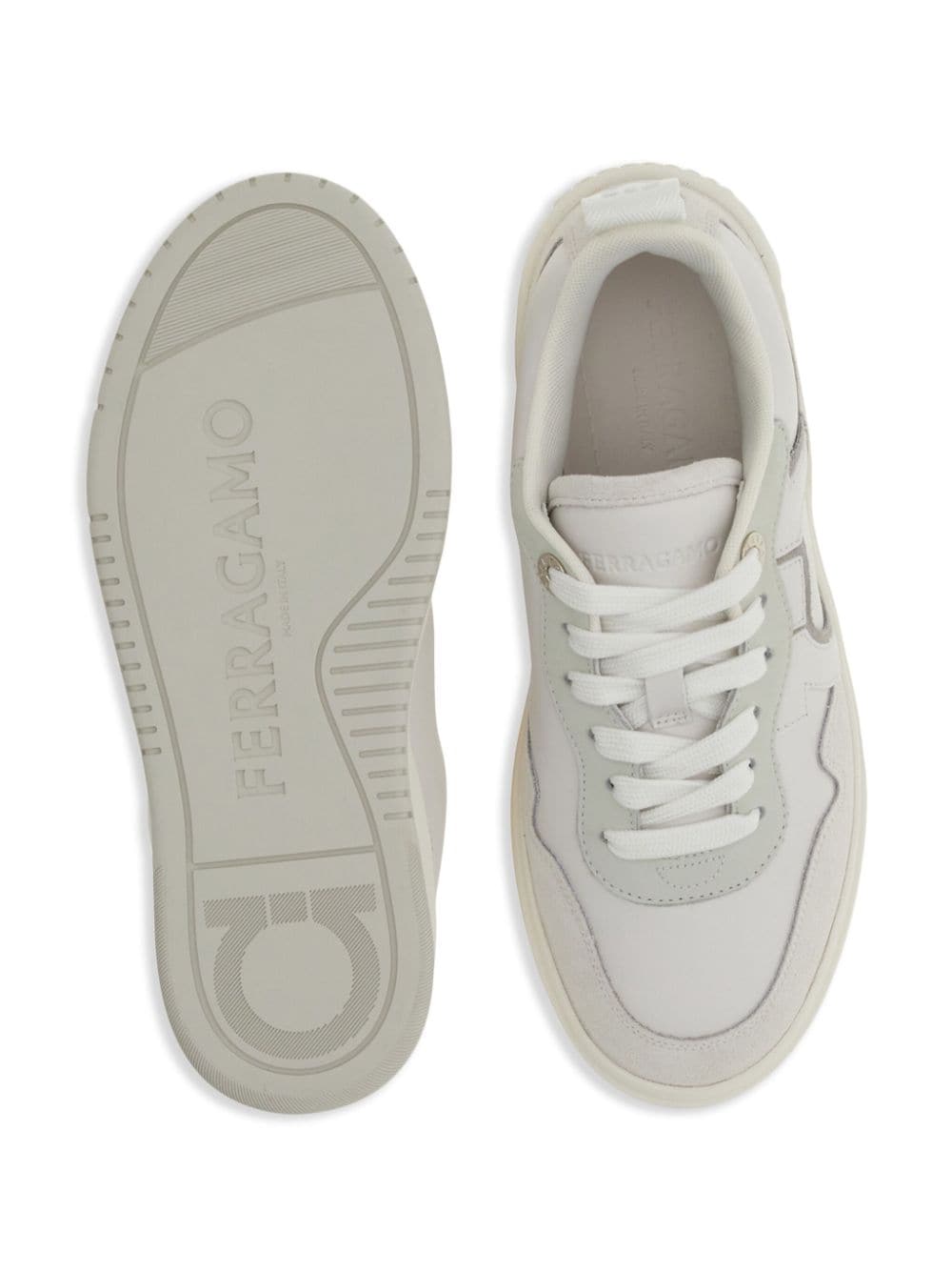 Ferragamo Salvatore Gancini Leather Sneakers White