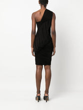 Rick Owens Draped One-Shoulder Knee-Length Dress Black