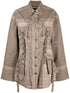 Blumarine Eyelet-Detailed Denim Jacket Brown