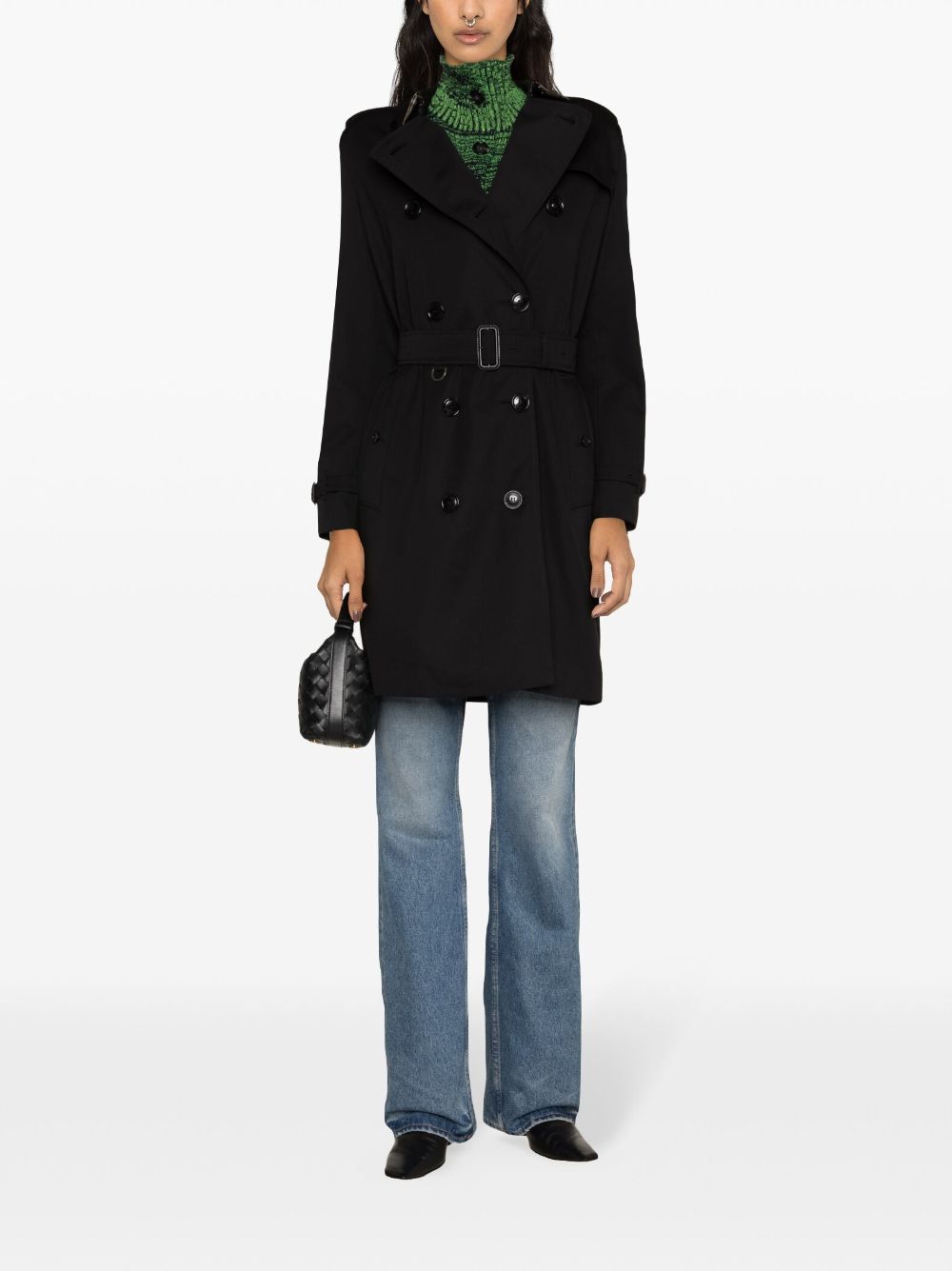 Burberry Double-Breasted Cotton Trench Coat Black