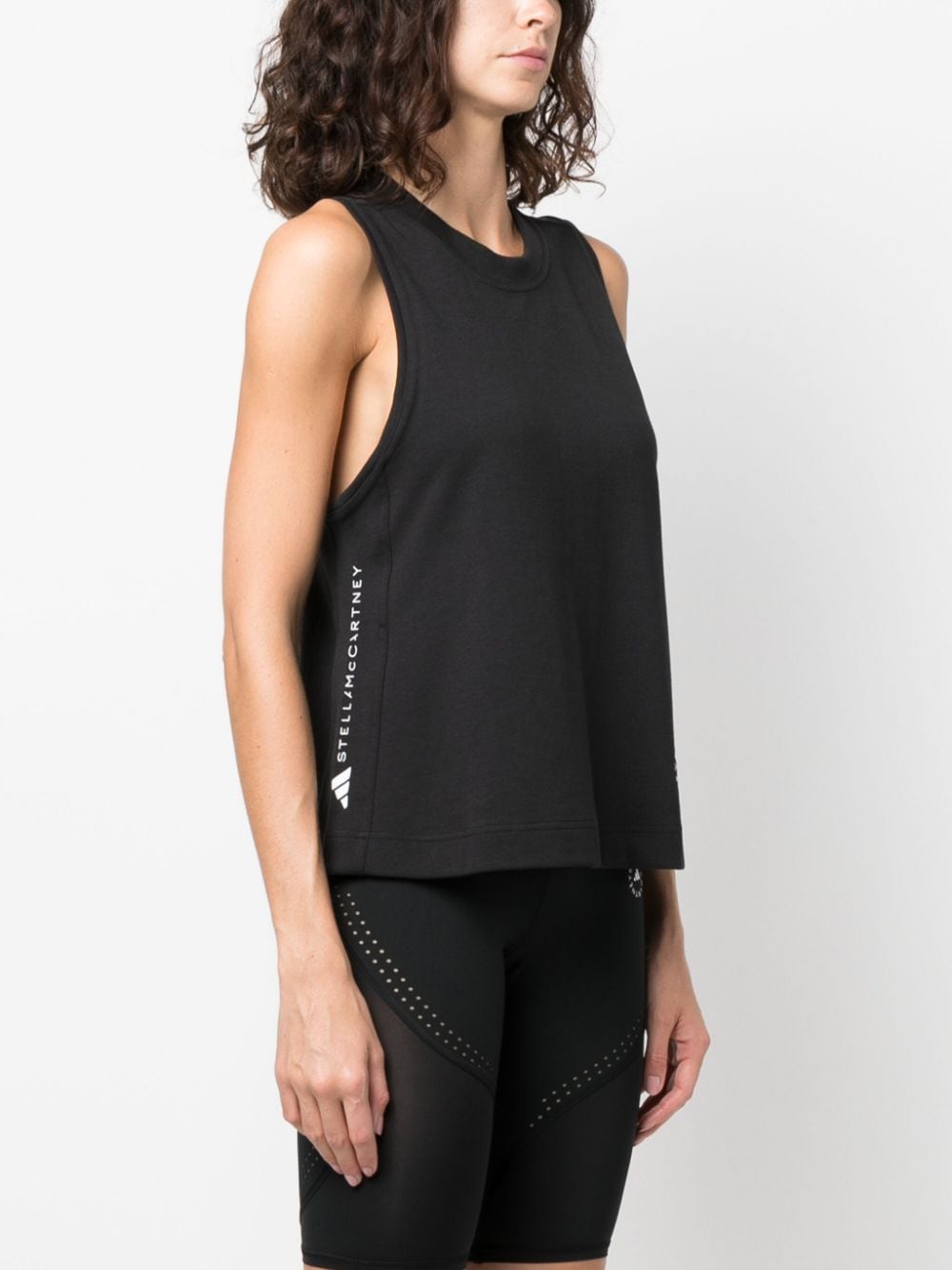 Adidas By Stella McCartney Logo-Print Organic Cotton-Blend Tank Top Black Black