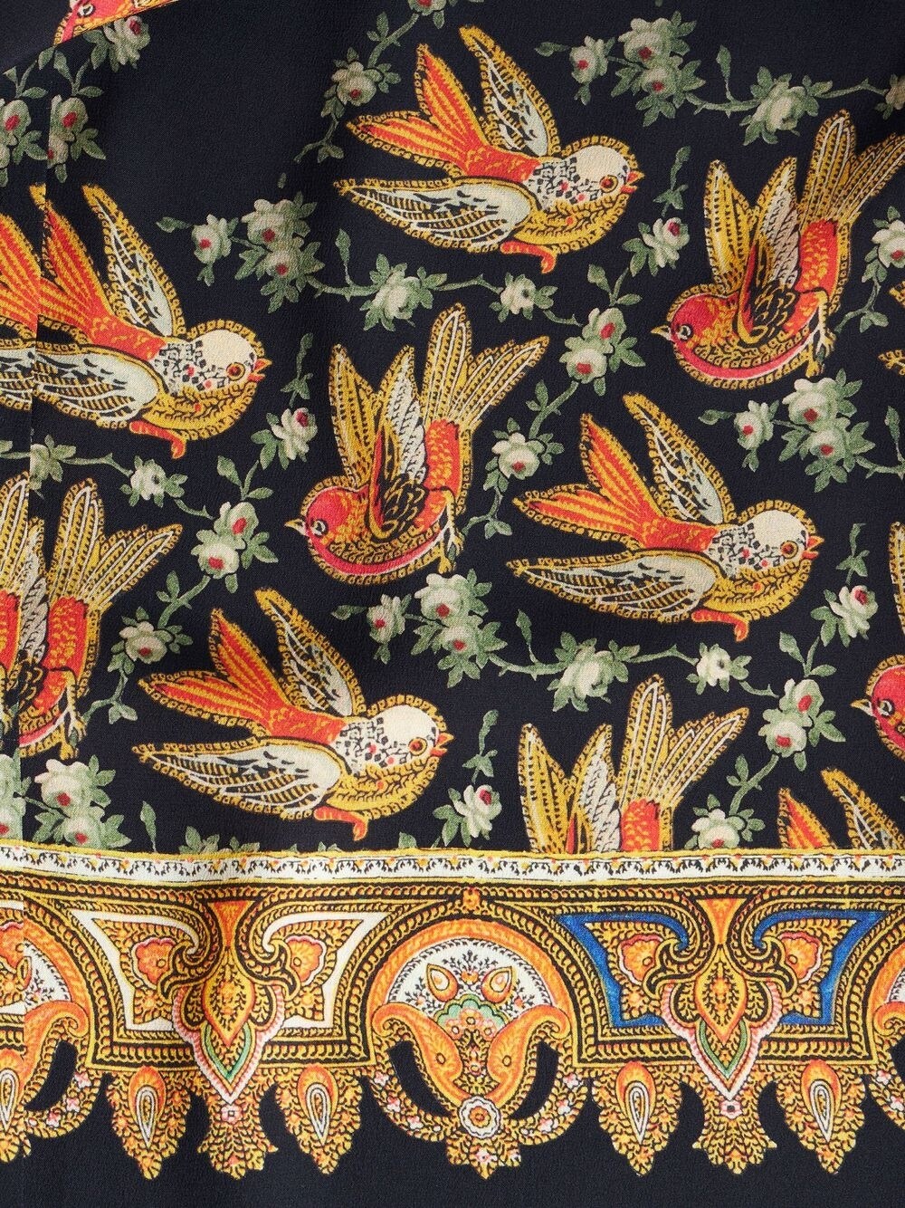 Etro Paisley-Print Straight Silk Trousers Black black