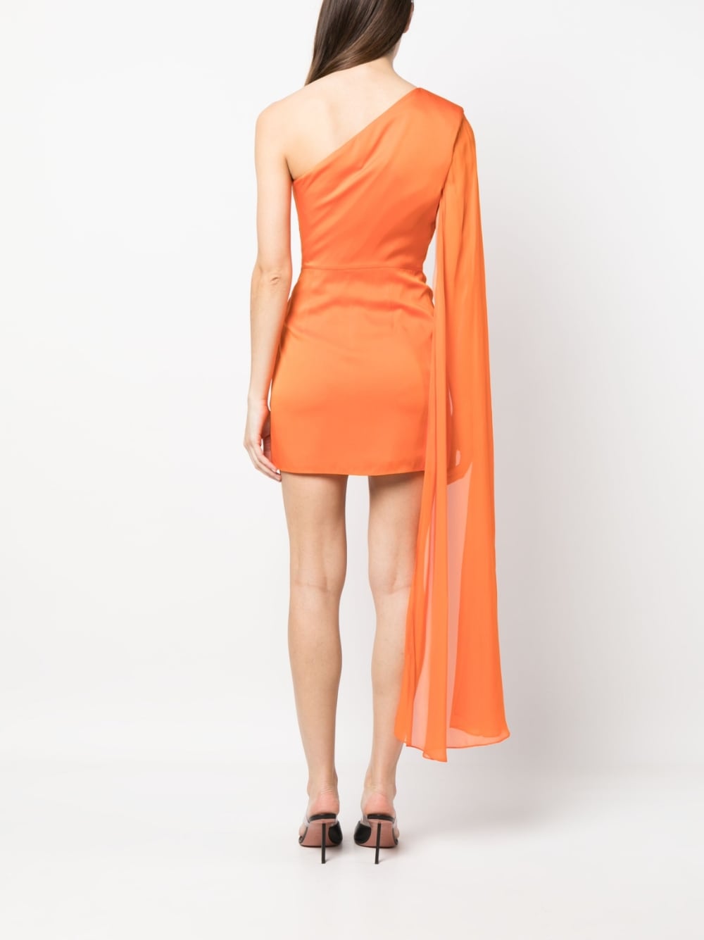 Roland Mouret Asymmetric One-Shoulder Silk Dress Orange