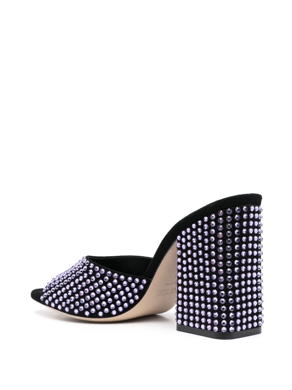 Paris Texas Crystal-Embellished Velvet Sandals Purple