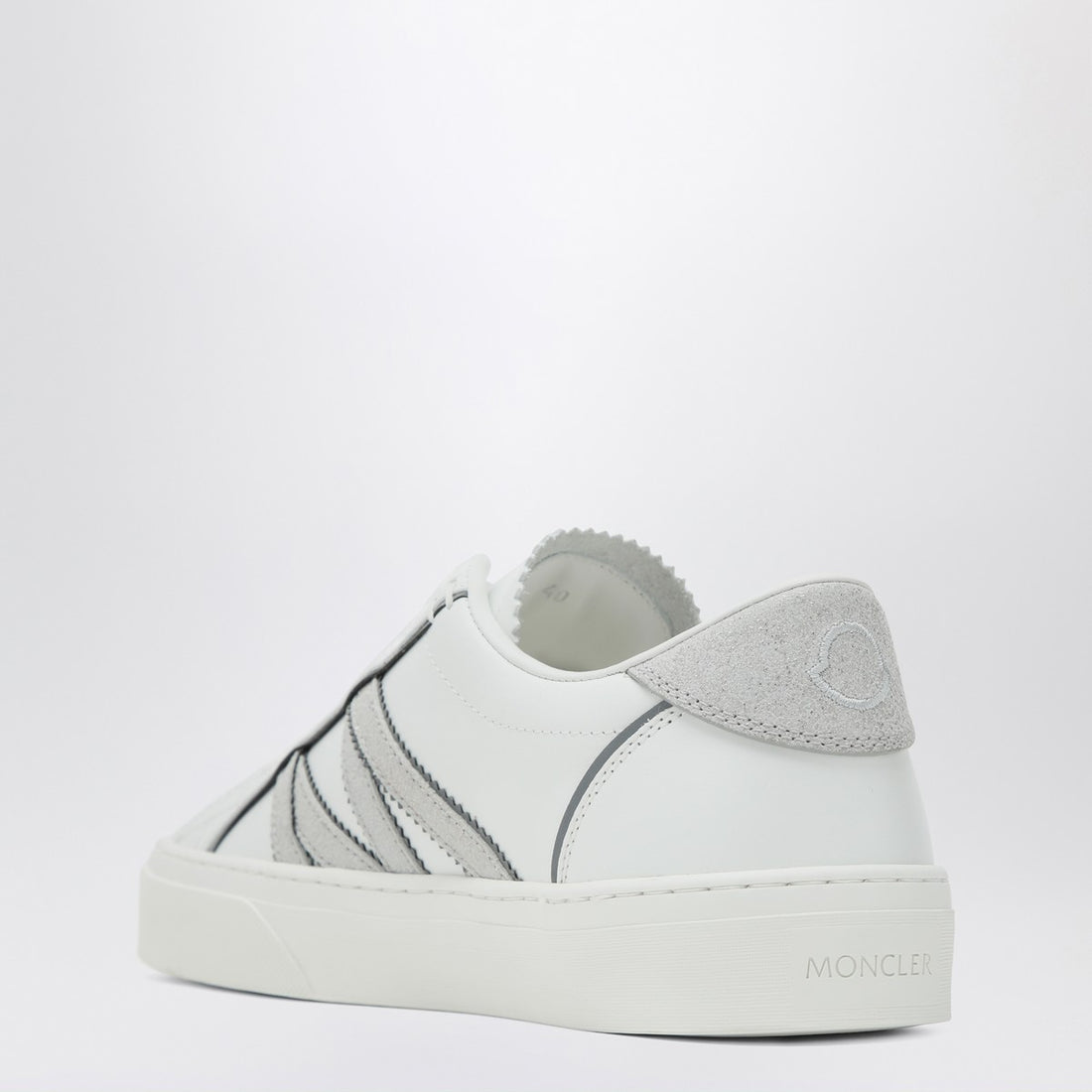 Moncler White Leather Monaco2 Low-Top Sneakers White