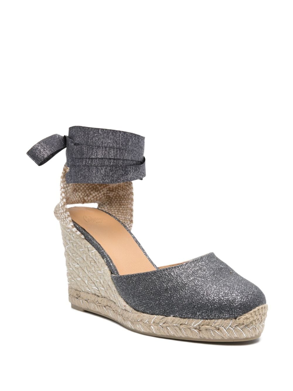 Castaner Carina Glittery Wedge Espadrilles Dark Grey