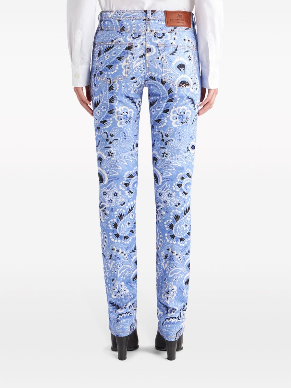 Etro Skinny Bandana Print Jeans in Clear Blue Clear Blue