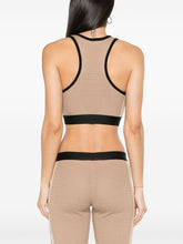 Palm Angels Knitted Crochet Racerback Crop Top Beige